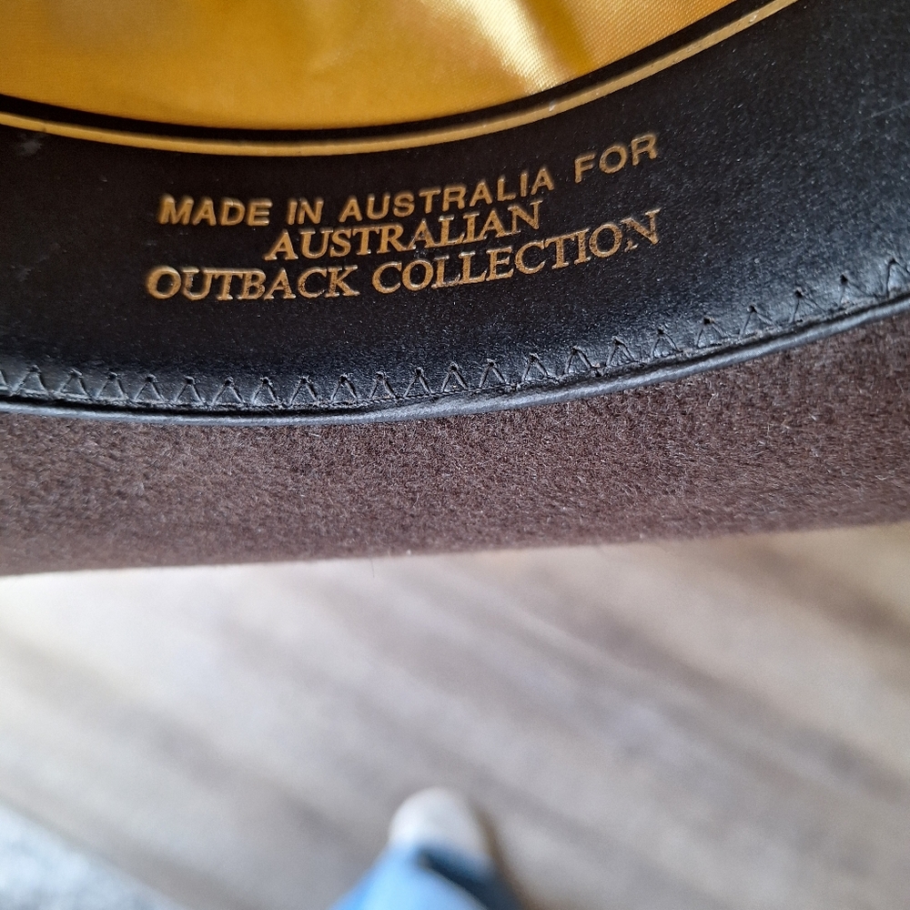 Brown Drifter Hat with Gold Interior Genuine Leather Size 58- 7 1/8 - Picture 7 of 8